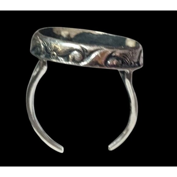 Vintage Sterling Silver Floral Scroll Concave Ring Size 7 1/2 - Picture 11 of 16